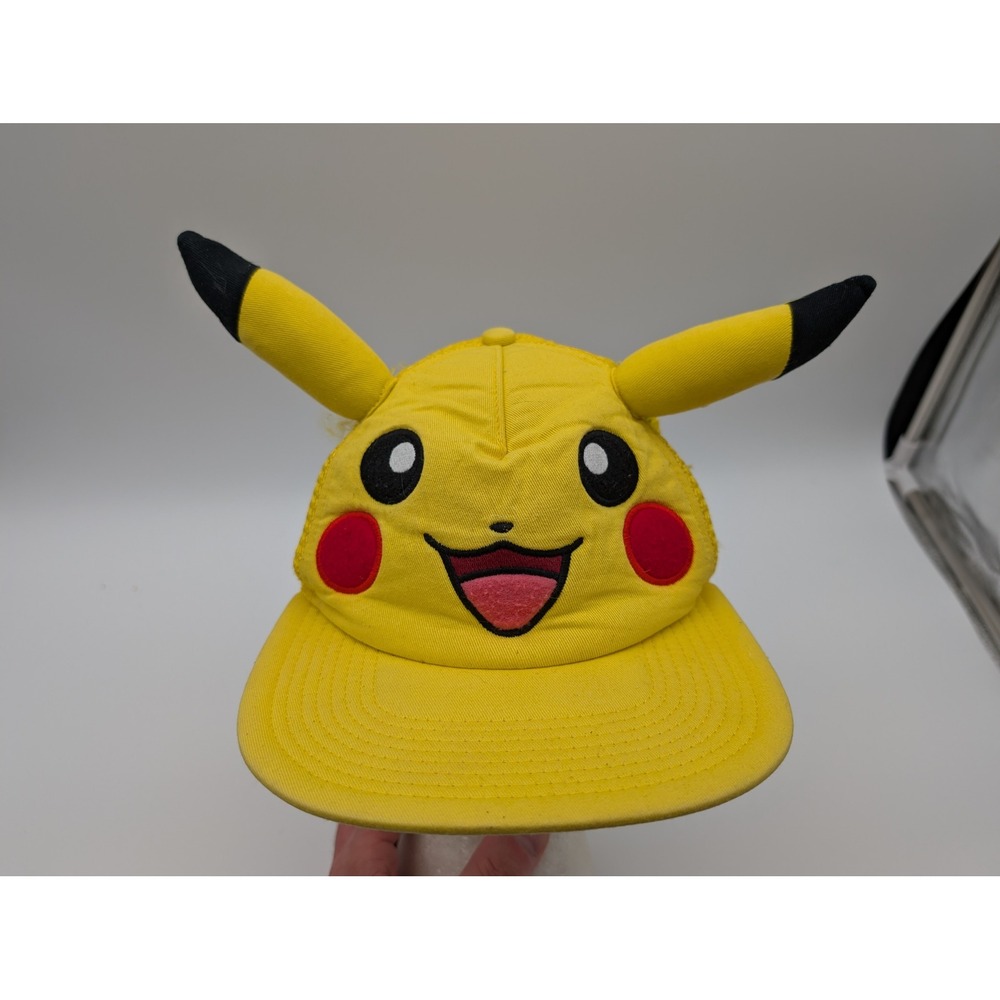 Pokemon Pikachu Trucker Hat Yellow Snapback 3D Ears Mesh Cap Youth OSFM